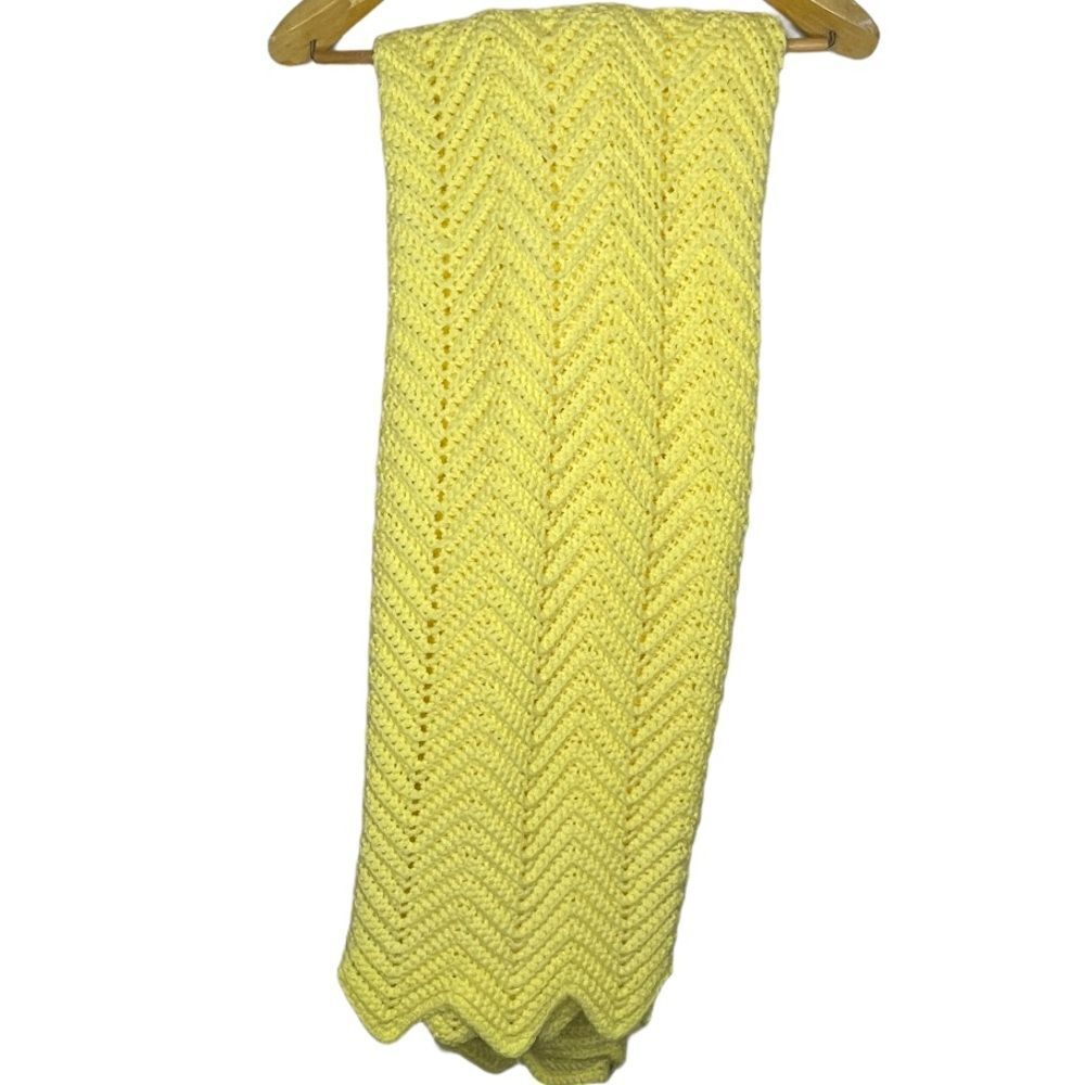 Vintage Hand Crocheted Quilt Yellow